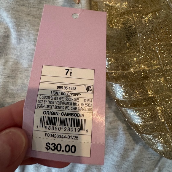Target gold glitter jelly shoes. NWT size 7.5 - Picture 2 of 2